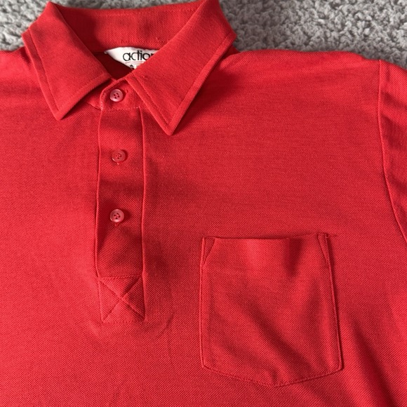 Vintage Action Men's Red Short Sleeve Polo Shirt With Pocket Size Large - Picture 1 of 7